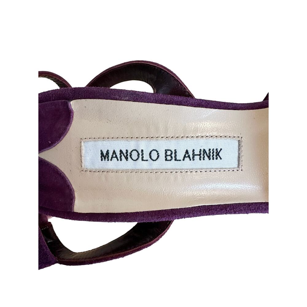 Manolo Blahnik Minis Purple Suede Slingback Pointed Toe High Heel Pump 38 - Picture 10 of 11